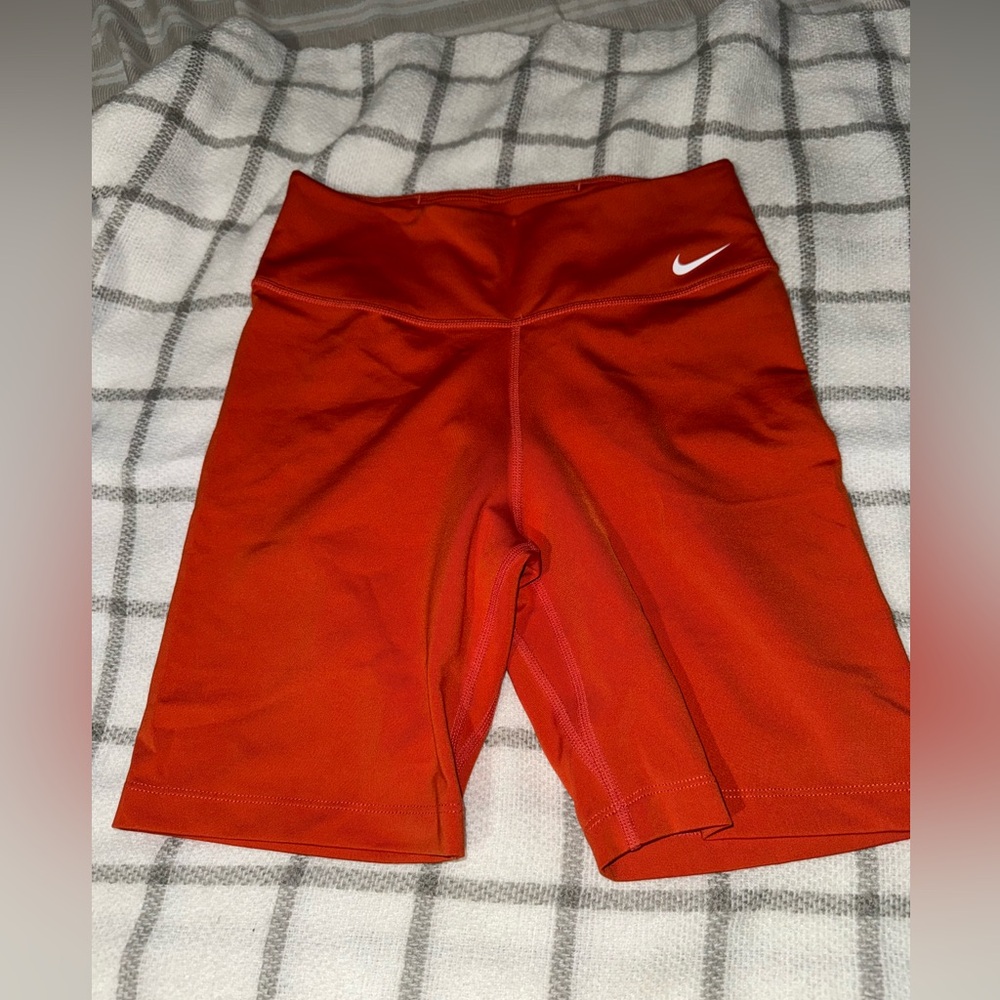 Nike Dri-fit Orange Women's High Waisted 7” Biker Shorts Size Small